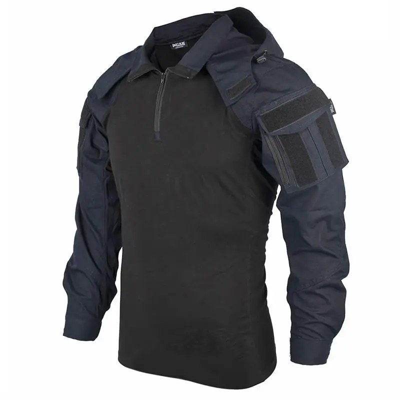 Men Outdoor Hooded Collar Shirt Tactics Hiking Combat T-Shirt Men Tactical Shirts Airsoft Paintball Camping Hunting Clothing