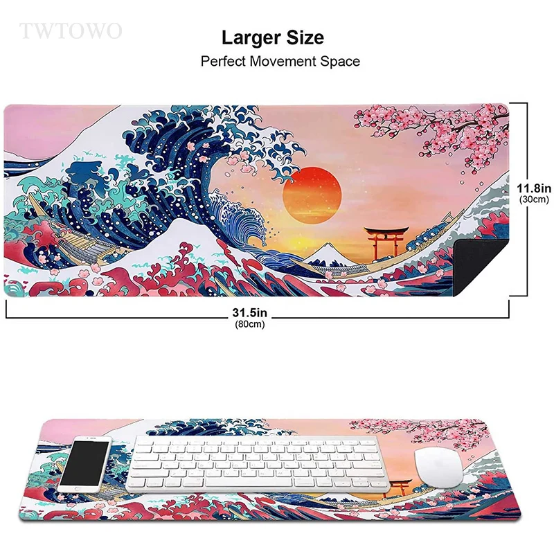 Japan Great Wave Mouse Pad Gamer XL Custom Home New Mousepad XXL MousePads Keyboard Pad Soft Natural Rubber Carpet PC Mouse Mat