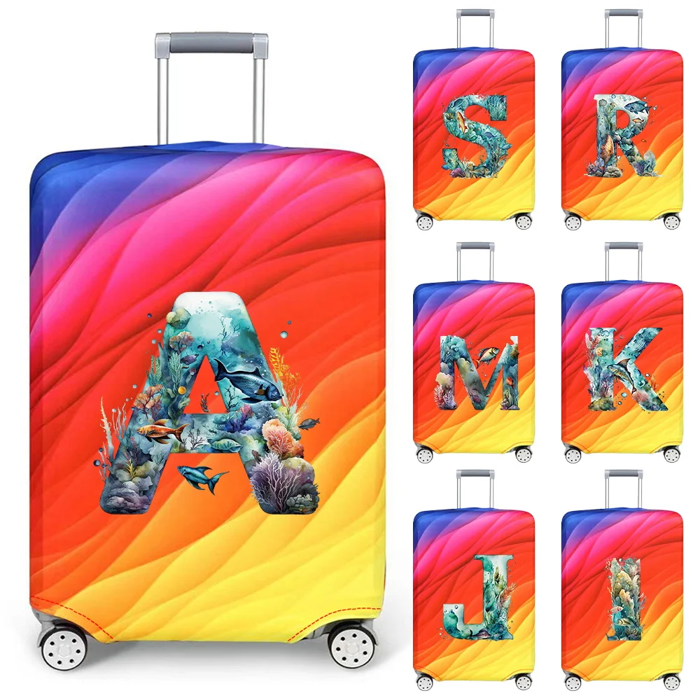 Travel Thick Elastic Luggage Cover Suitcase Protective Covers Baggage Case Cove for 18-28 Inch Suitcases Print Fish Series