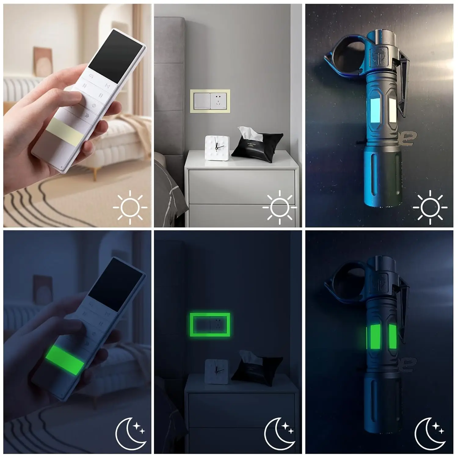 ذاتية اللصق يتوهج في الظلام ملصق الشريط مضيئة الفلورسنت ليلة الأمن ديكور المنزل