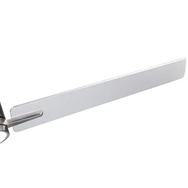 48 cali. Zintegrowany wentylator sufitowy LED w stylu farmhouse, do użytku wewnątrz i na zewnątrz, niklowany, inteligentny, z pilotem.