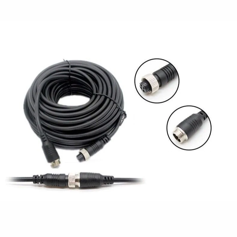 Cable de extensión de vigilancia para cámara de marcha atrás de coche, conector de vídeo de aviación macho a hembra, 4 pines, 1M-25M