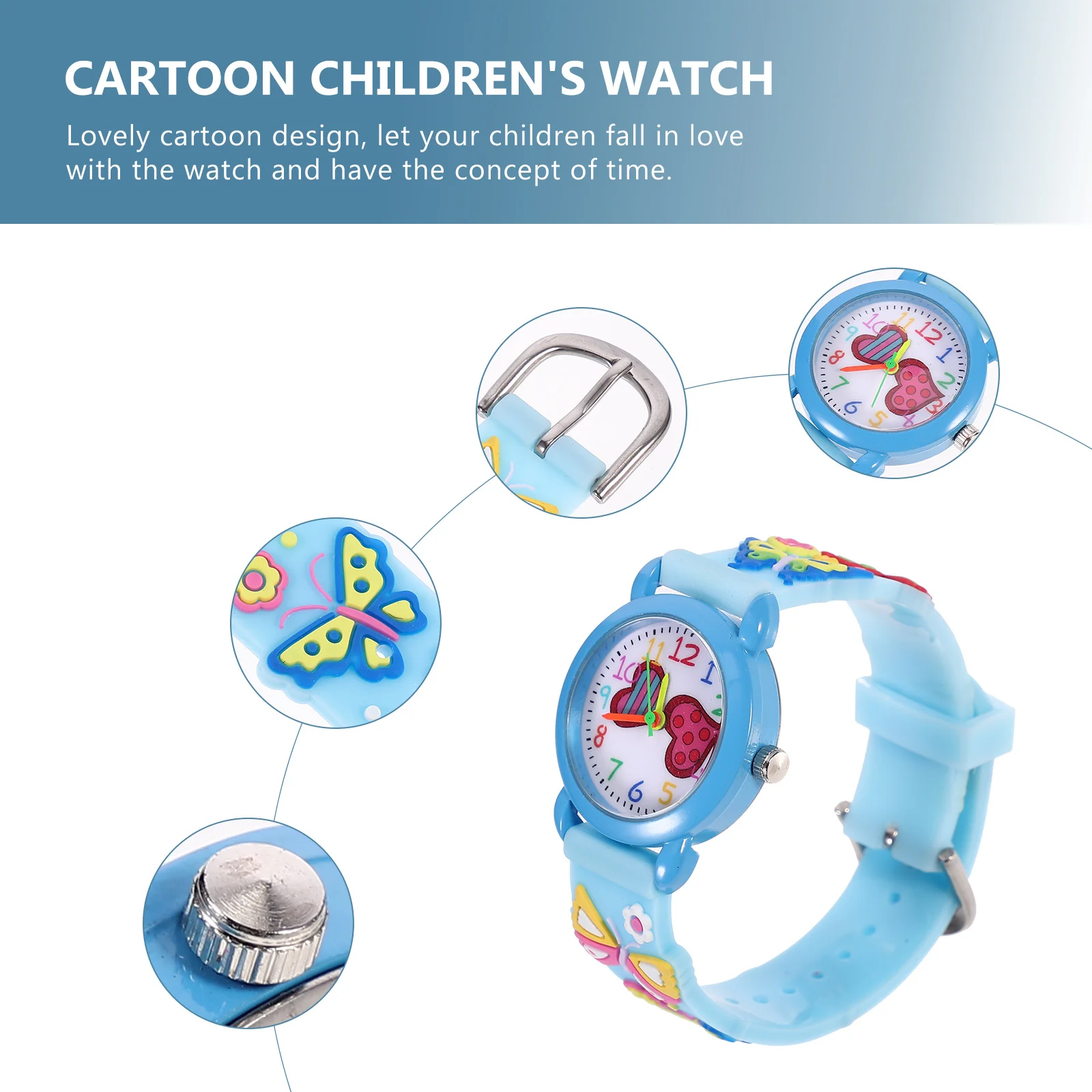 

1Pcs Kids 3D Cartoon Butterfly Watch Lovely Adjustable Wristwatch Colorful Time Teaching Student Gift Kids 3D Watch