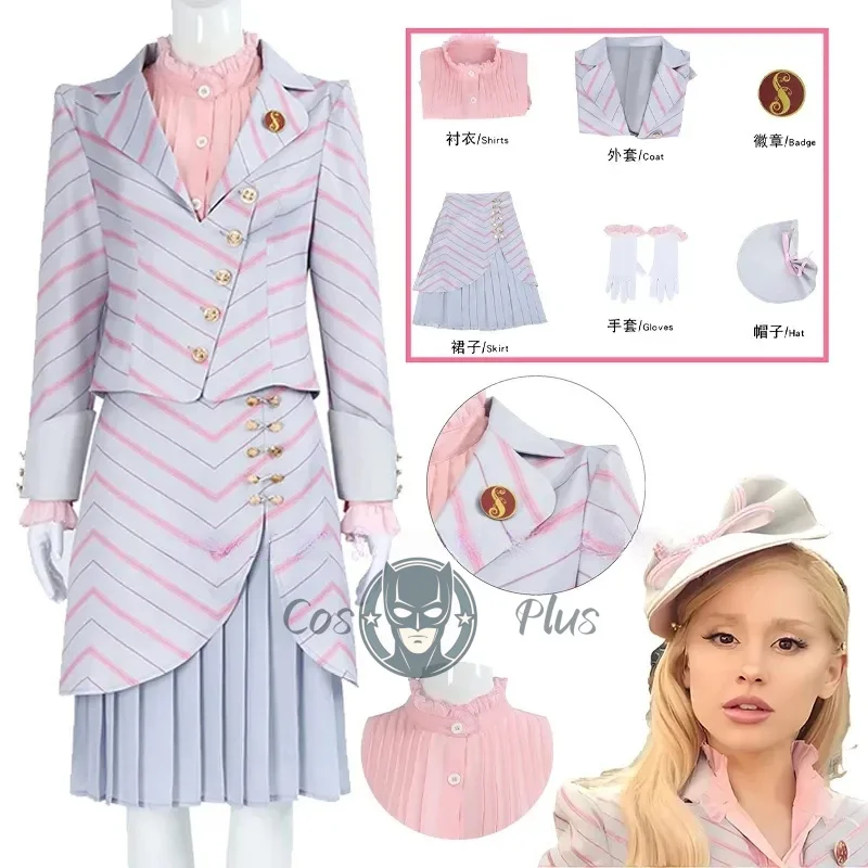 

Glinda Cosplay Anime Witch Elphaba Cosplay Costume Woman Gotic Pink Uniform Hat Suit Party Play Outfit for Women