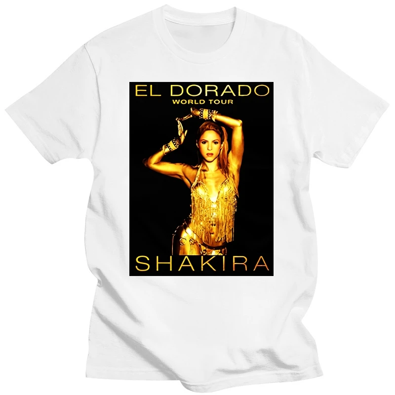 Men's T-shirt Cartoon Fun SHAKIRA EL DORADO WORLD TOUR men two sides casual cotton tee New Summer Men's Casual Print T-Shirt