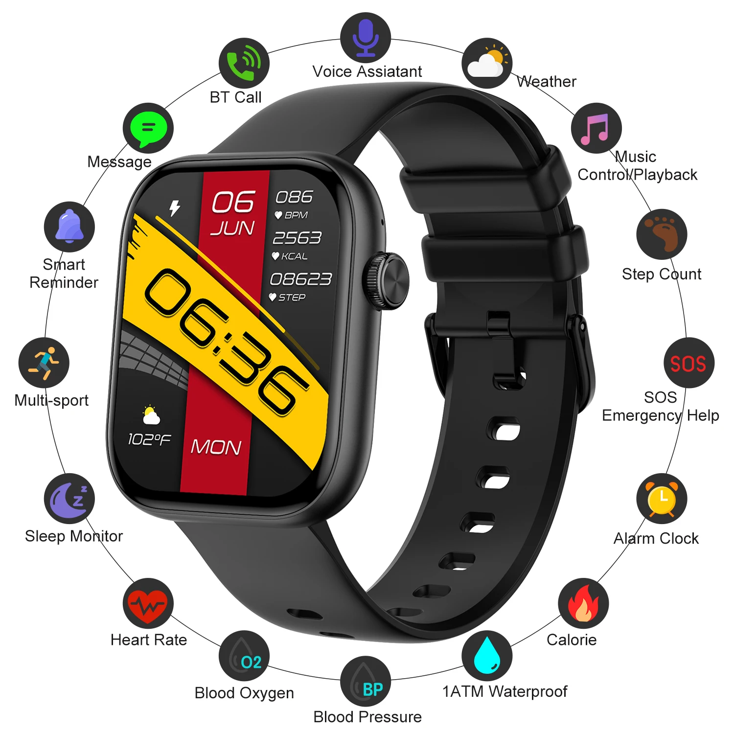 

Смарт-часы для мужчин и женщин, фитнес-трекер с монитором кровяного давления и пульса, 100 + спортивных режимов