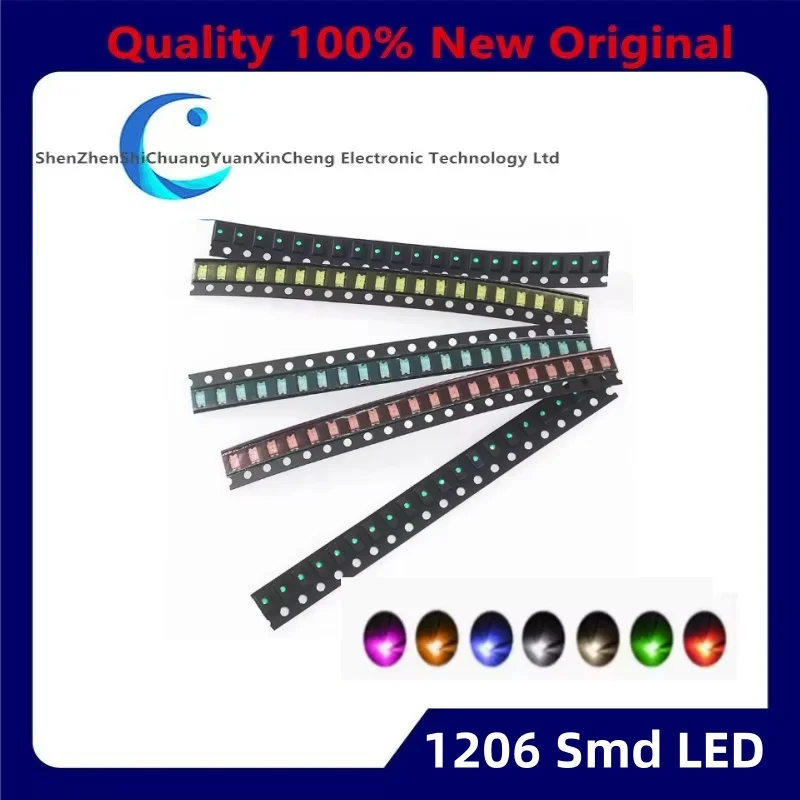 

100PCS 1206 Smd LED Blue Yellow Green White Red LED Light Diodes DIY Electronics Kit