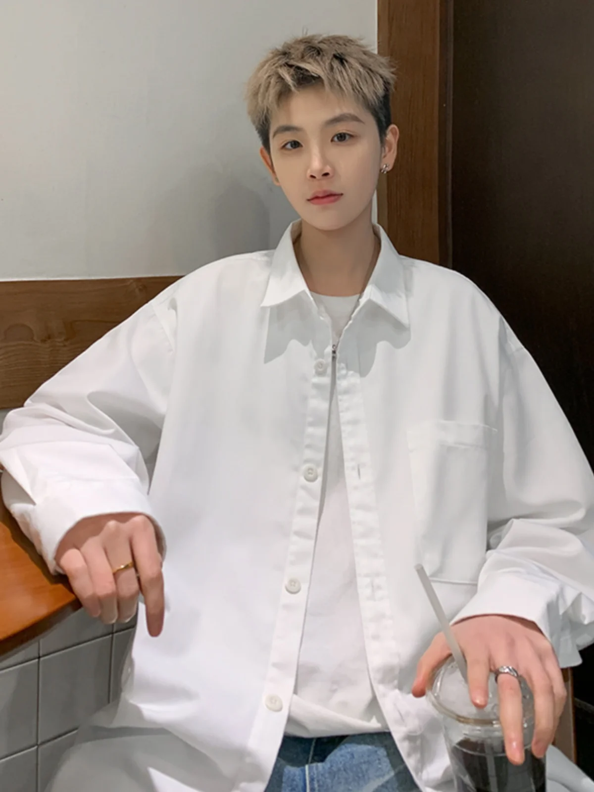 

Cleanfit White Cotton Long Sve irt для мужчин Весна Осень y Sle Модная брендовая мужская верхняя одежда из чистого хлопка Faion