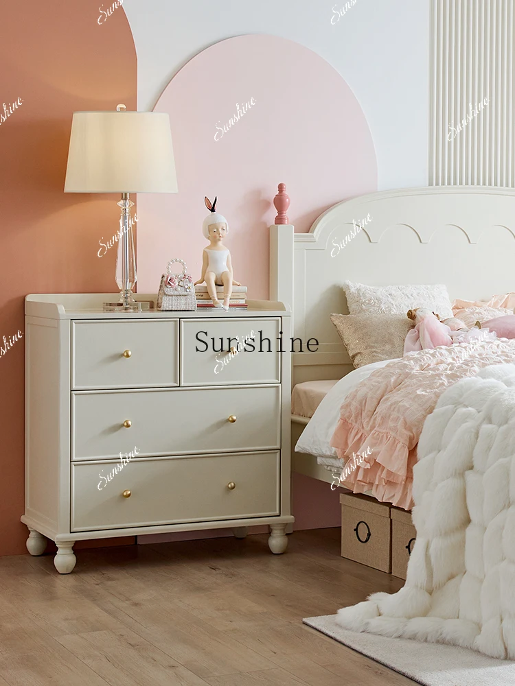 

Solid wood children's four-bucket/bedroom storage small side cabinet FT