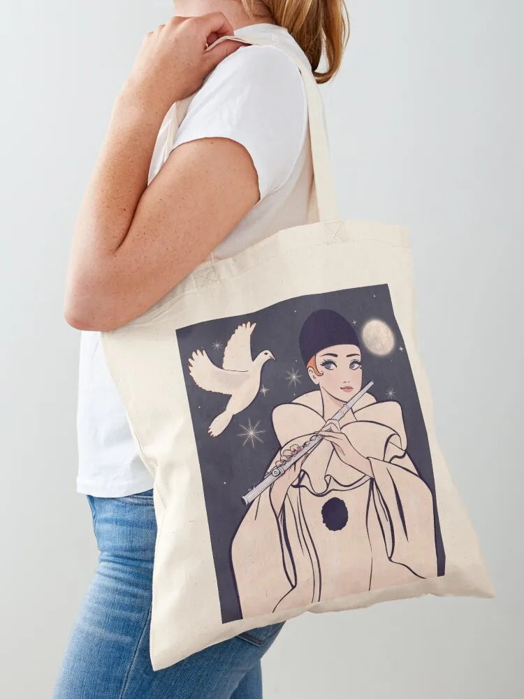 

Pierrot playing flute Tote Bag personalized tote bag tote bags cloth bags reusable grocery bags sac pour femme