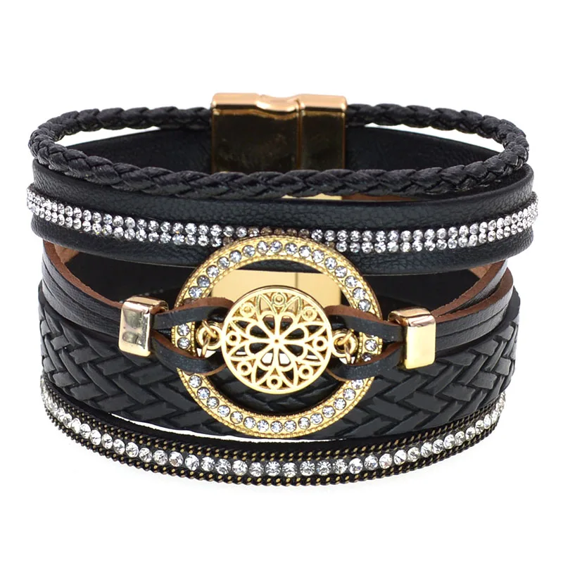 WELLMORE Summer leather bracelets for women round Zinc Alloy bracelets 7 colors magnet charm bracelets fashion jewelry wholesale