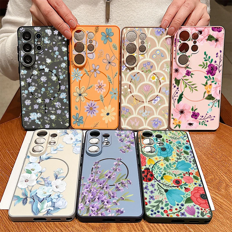 Romantic Garden Flower Magnetic Phone Case For Samsung Galaxy S26 S25 Ultra Edge S24 S23 FE A17 A56 A37 A16 A55 A36 A55 5G Cover - view 6
