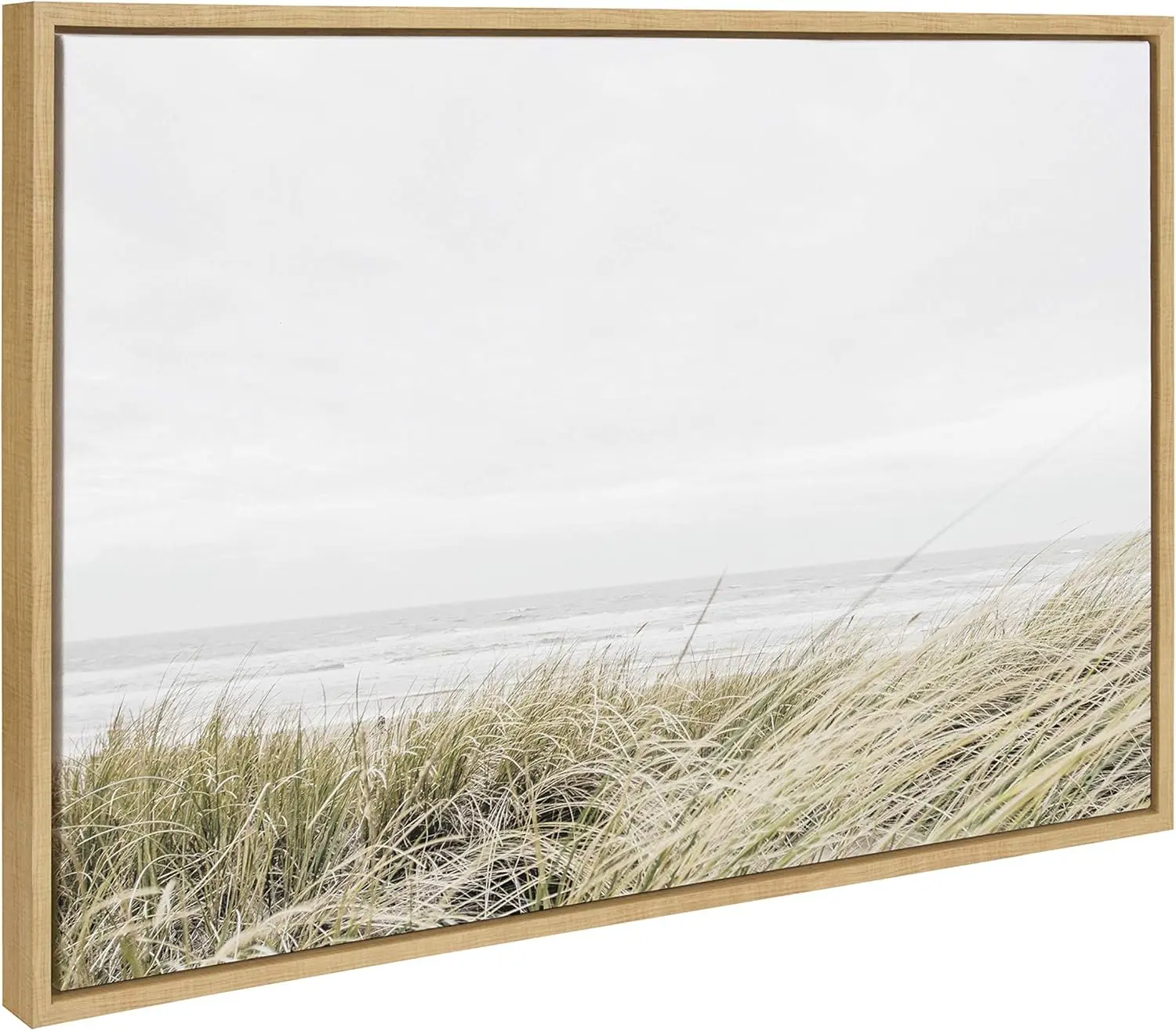 Sylvie East Beach Framed Canvas Wall Art by Amy Peterson, 23x33 Natural, Chic Coastal Art for Wall