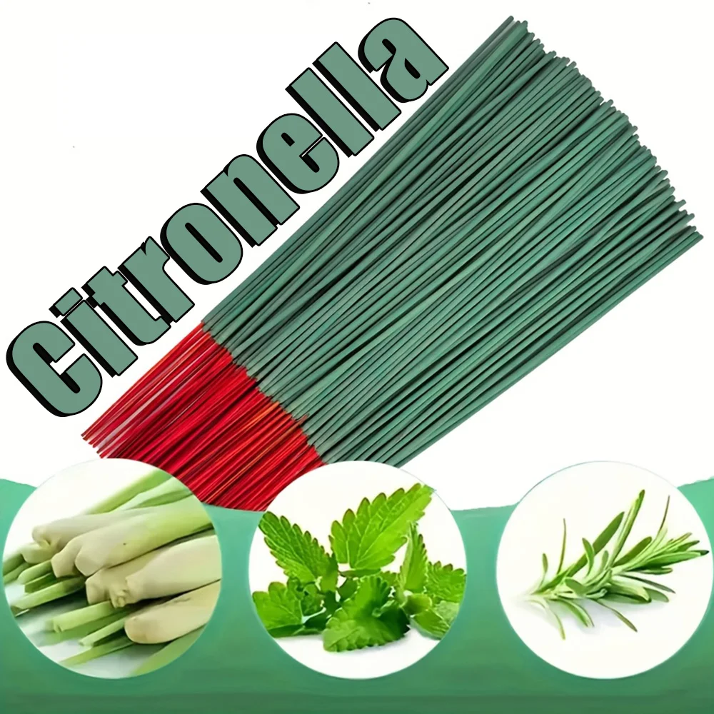 Garden Lemongrass Incense Sticks, 32cm Extended Version for Outdoor Use, with a Fresh Herbal Scent of Lemongrass, Mint, and Rosemary, Slow-Burning and Long-Lasting Fragrance, Suitable for Patio Dinners, Camping, Picnic