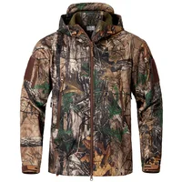 Chaqueta táctica de camuflaje de concha suave silenciosa para hombre, chaquetas de caza de lana cálidas impermeables, abrigo con capucha para senderismo y pesca al aire libre