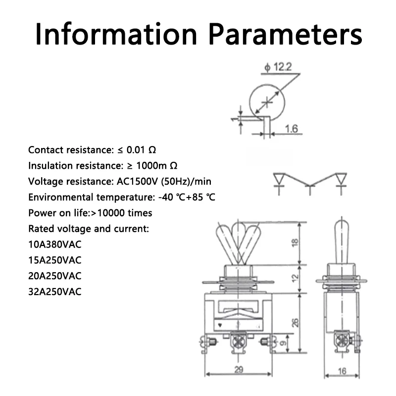 2PCS E-TEN1121 Miniatur Kippschalter Orange 12mm 3Pin 2Gears 15A 250VAC ON-0N Der Netzschalter des Kipphebels – Detail 6