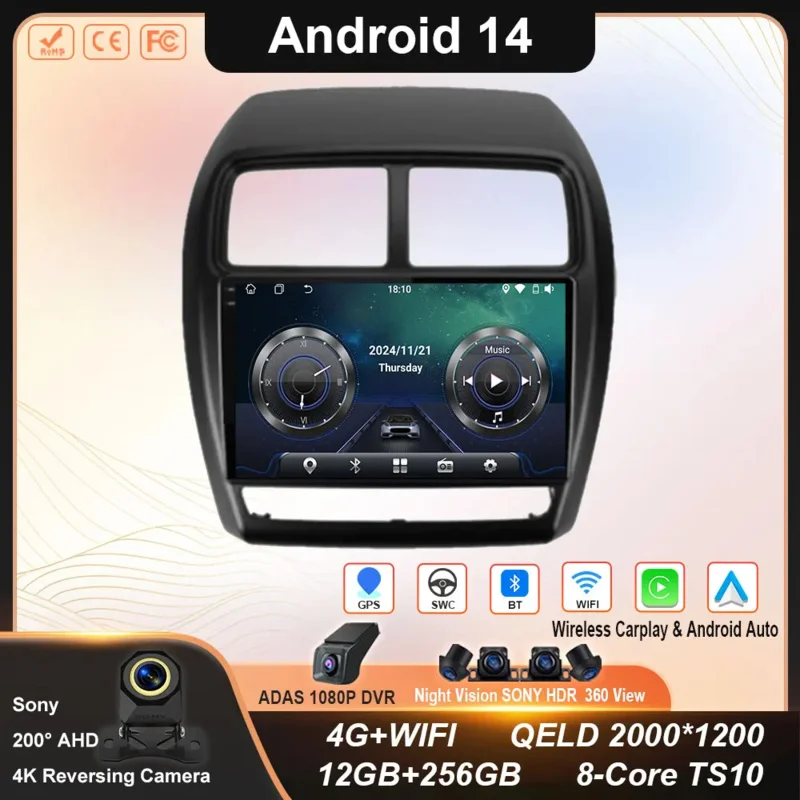 

Android 14 Carplay Auto For Mitsubishi ASX 1 2016 2017 2018 2019 2020 20201 2022 Car Radio Multimedia Player Stereo WIFI No 2din