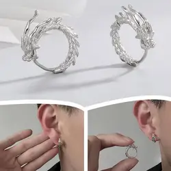 Vintage Chinese Loong Earrings Cool Style Personality Versatile Earrings Dragon Shaped Cloth Beauty Accessories