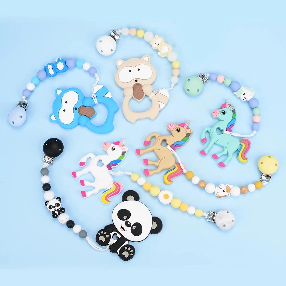 

Teeth Glue Chain Baby Teething Toys Boiled Silicone Anti-Drop Chain Teeth Glue Anti-Lost Rope Baby Pacifier Chain Clip Cartoon