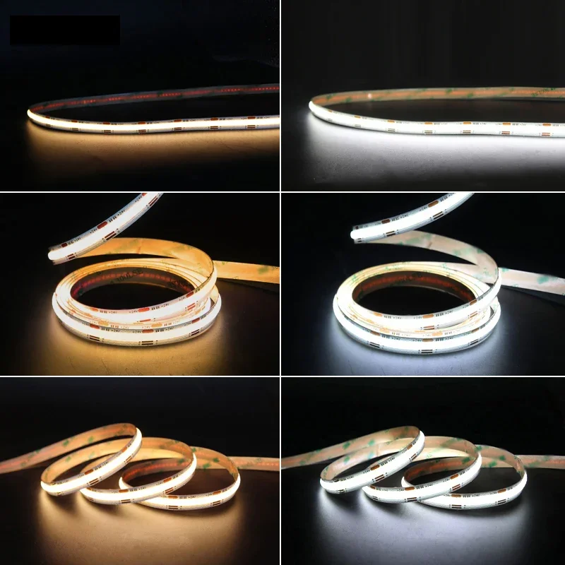 Imagem -05 - Cob Led Strip Light para Decoração de Quarto Fita Flexível Regulável Linear Cor Dupla 576leds Branco Quente e Frio Cct 2700k6500k dc 24v mm