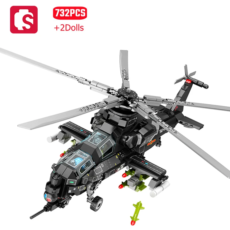 

SEMBO 732 шт. строительные блоки для сборки строительного вертолета строительные блоки MOC вооруженный самолет солдаты модели кирпичей для мальчиков игрушки взрослые подарки