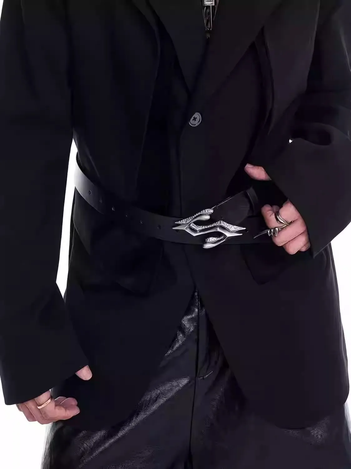 ผู้ชายผู้หญิงแฟชั่นเงินหัวเข็มขัดของแท้หนังรัดตัวหญิง Cummerbund Coat เข็มขัดชุด Decration เข็มขัดกว้าง J1507