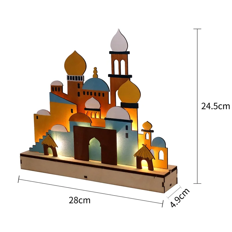 AB45 B Legno Eid Mubarak LED Luce notturna Musulmano Ramadan Decor per la casa Festa musulmana islamica Mubarak Decor Forniture per feste Durabl