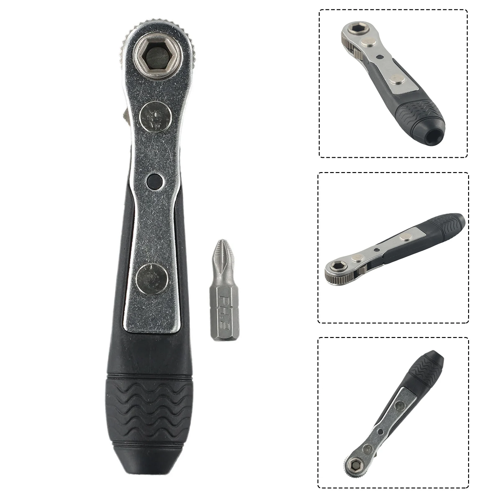 

Hand Tool Wrench 1/4 Screwdriver Rod Ratchet Wrench Single Head With Bit For Bucking-up Screws Non-slip Handle