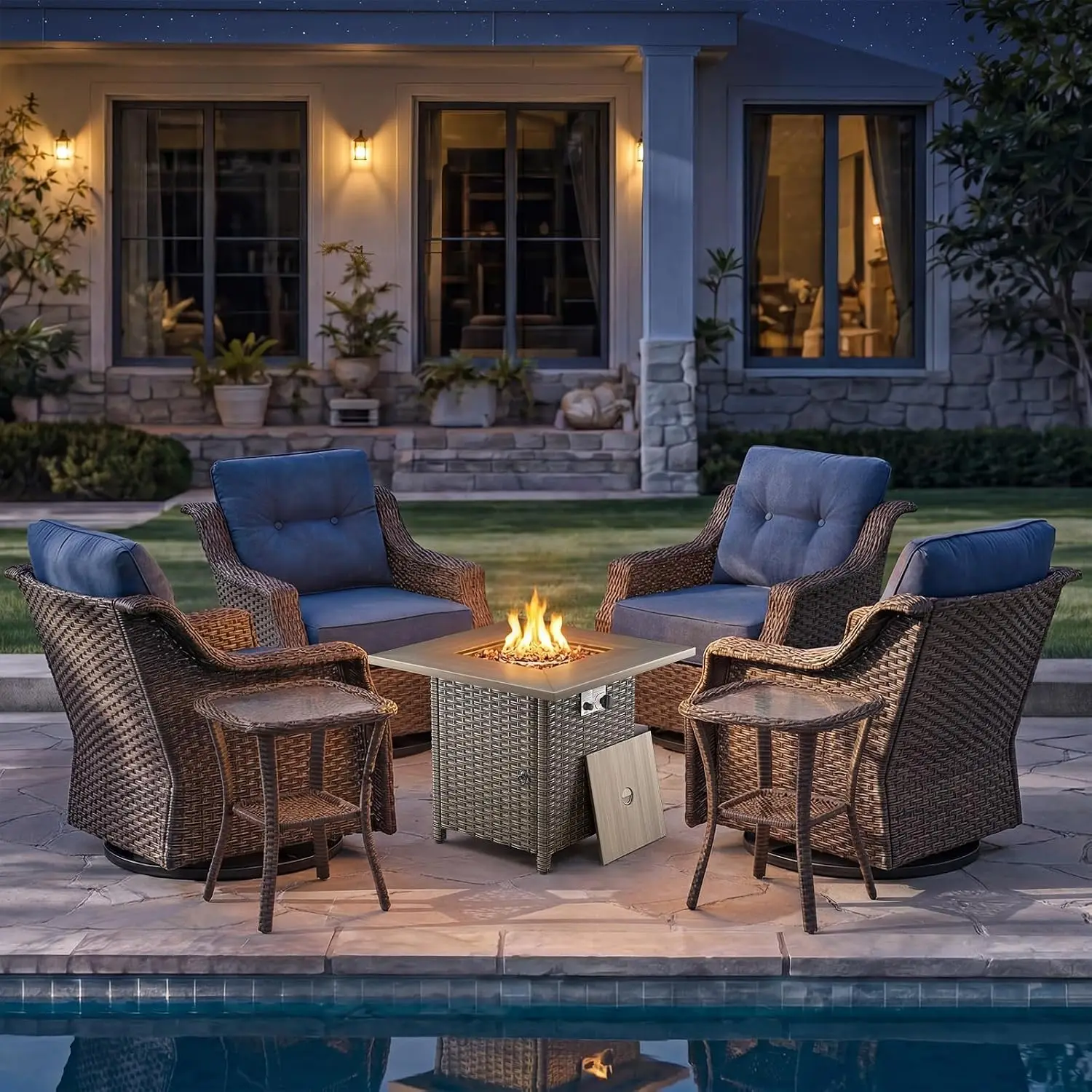 Swivel Rocker Patio Chair Set Of 4 With 30