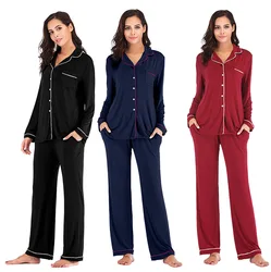 Conjunto de pijamas modais de duas peças para mulheres, loungewear, pijamas, camisola de lazer, roupas domésticas, terno feminino