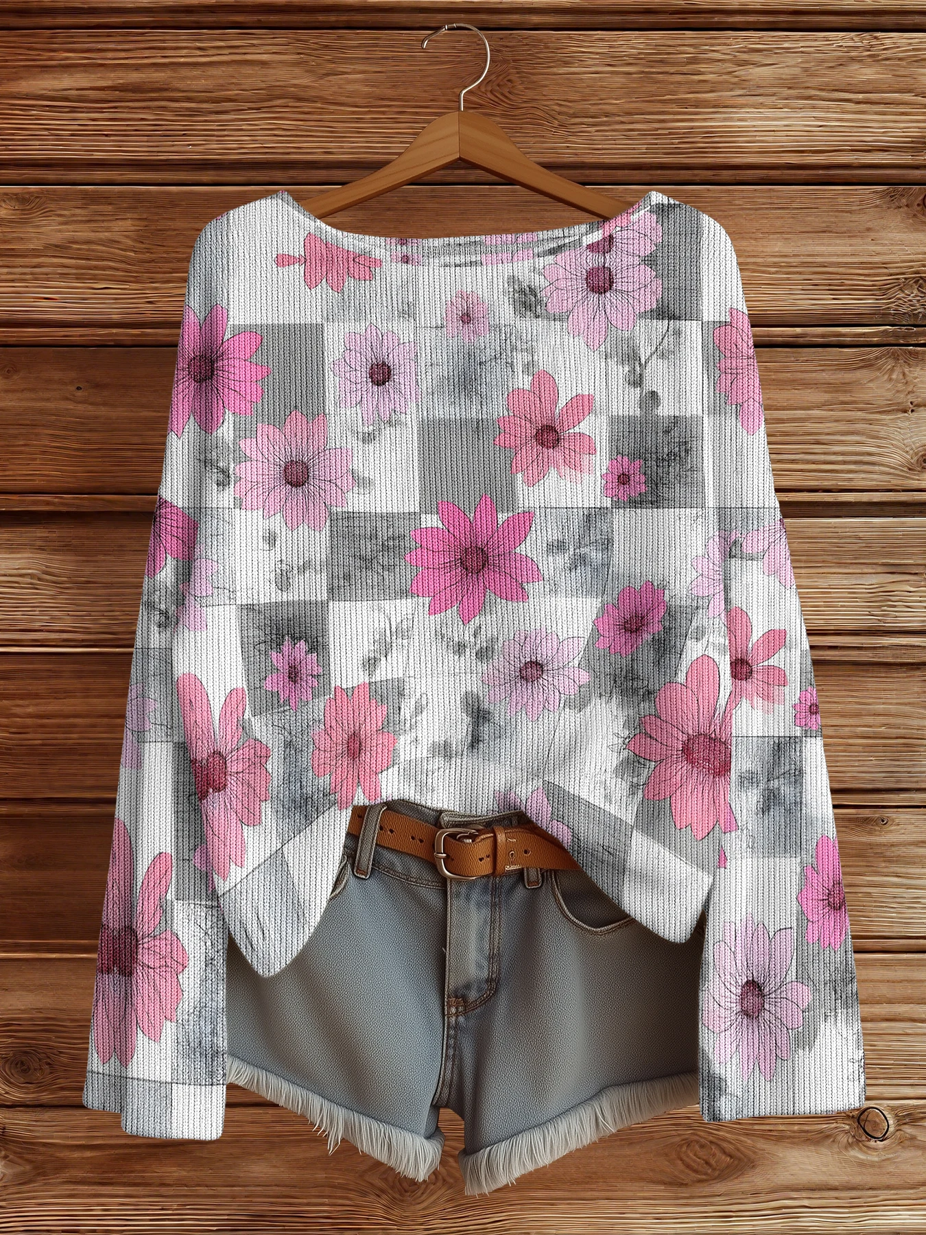 

Осенне-зимний свитер с цветочным принтом, женский винтажный пуловер, свитера, вязаный топ, молодежный товар, модные повседневные джемперы в стиле хип-хоп, элегантная одежда