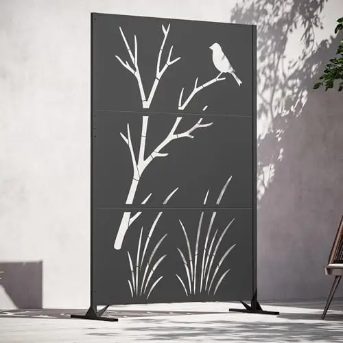 Modern Shade 4x6 FT Metal Privacy Screen with Artistic Modular Designs Decorative Patio Privacy Fence & Garden Divider