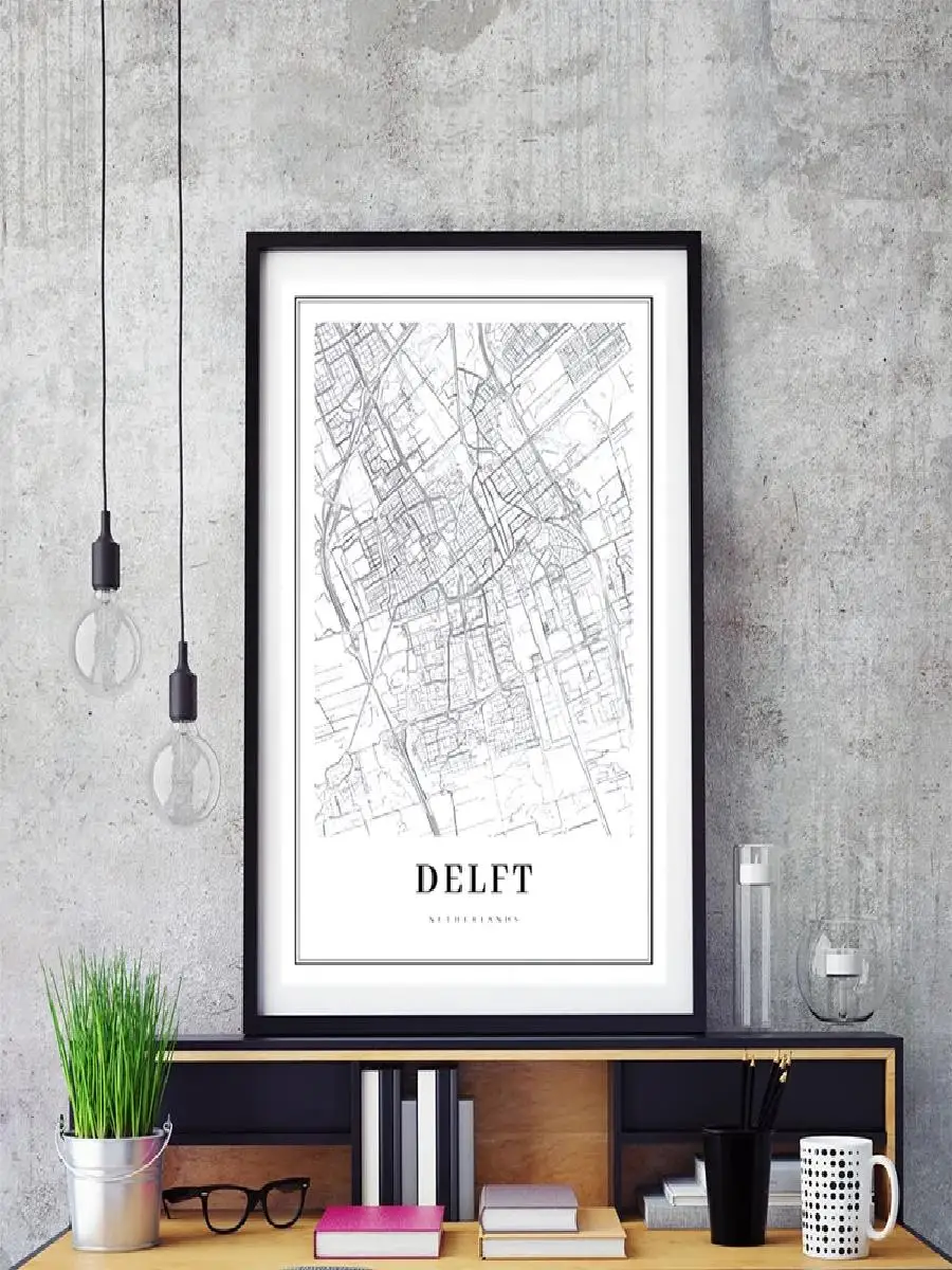 Dutch City Map Canvas Prints  Amersfoort Dordrecht Haarlem Nijmegen Delft  Modern Office  Home Wall Decor Art