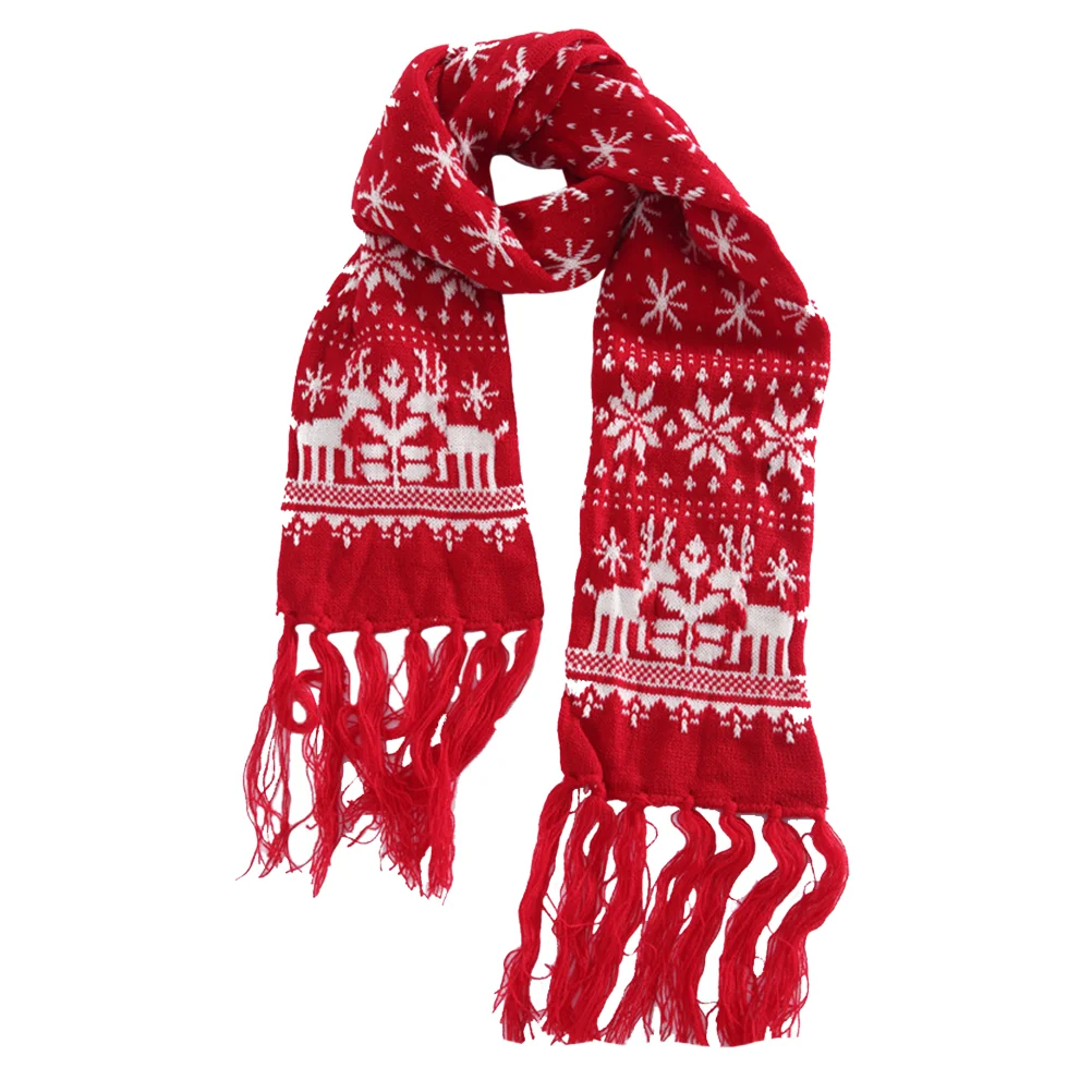 Neck Scarves Woman Cashmere Scarf Fur Muffler Thin Christmas Themed Winter Xmas Gift Thicken Printing Miss