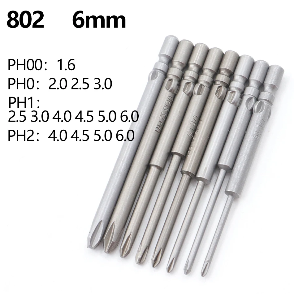 

1Pcs 100mm 802 Round Shank Magnetic Phillips Cross Screwdriver Bits Electric Screwdriver Head long