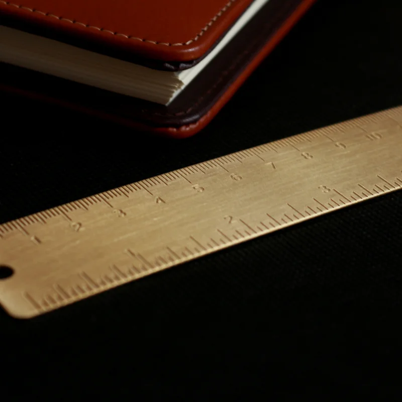 Regla de cobre pequeña, productos de latón puro, Mini herramienta EDC, regla de escala, marcador Retro portátil, 12cm