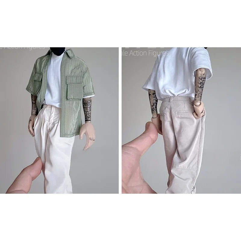 1/6 Scale Man Vertical Stripes Shirt Retro Long Pants for 12inch Toys Figures Tbl Clothing Model Accessories Body Dolls