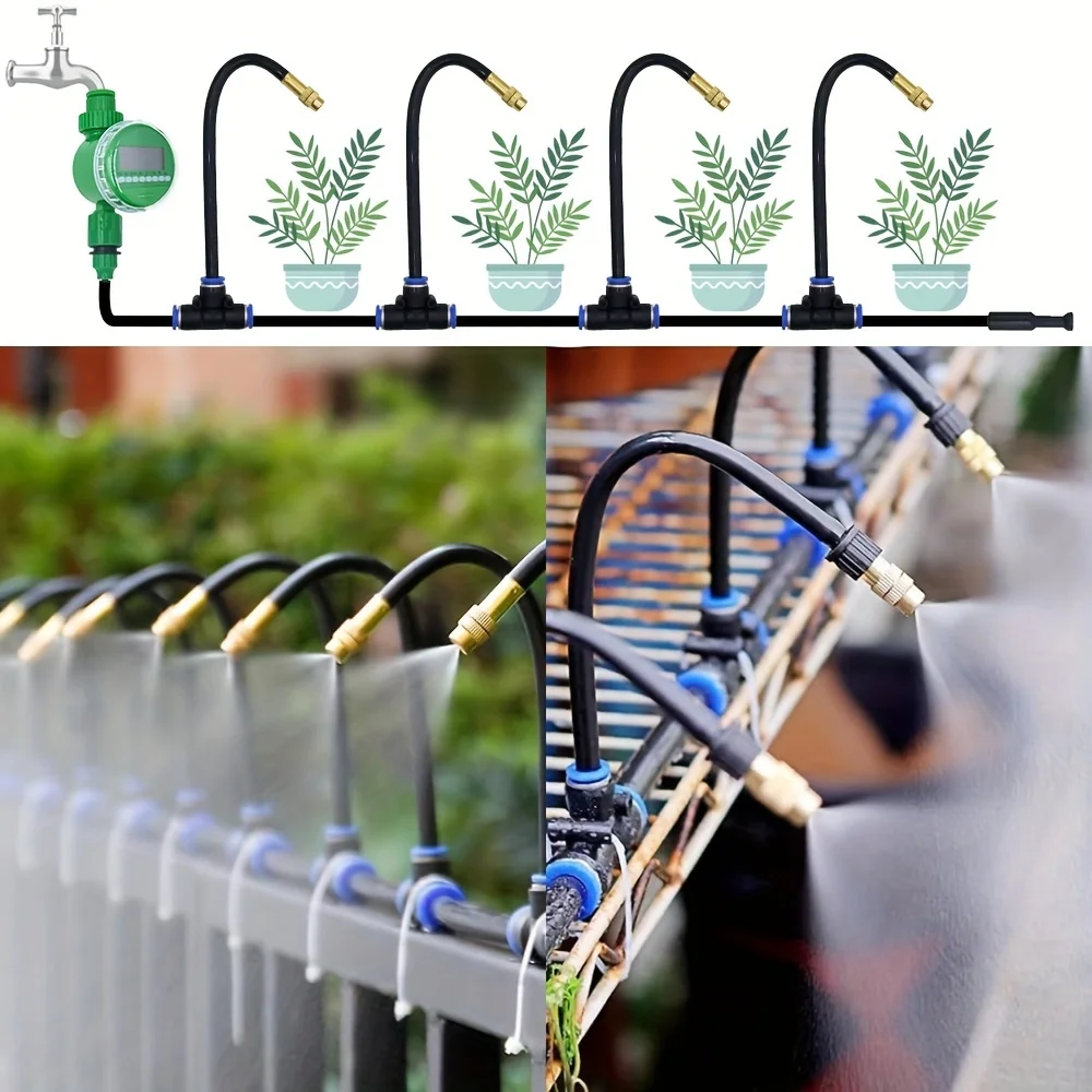 

[DIY Watering System] No Electricity Needed Universal DIY Greenhouse Garden Watering System - Plastic Spray Kit