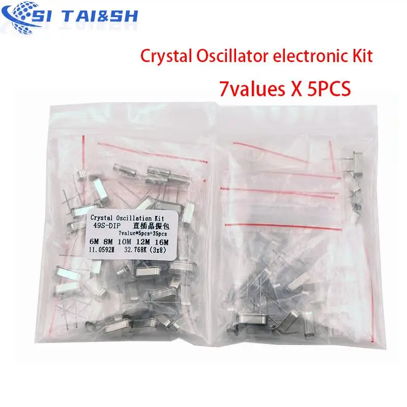 

hc-49s DIP Crystal Oscillator electronic Kit resonator ceramic quartz resonator 7values X 5PCS 32.768K 6 8 10 12 11.0592 16MHZ