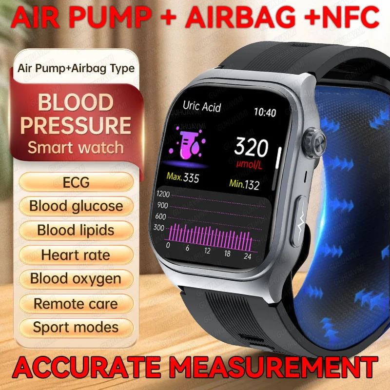 2025 Nuova precisione Misurazione della pressione arteriosa Salute SmartWatch Pompa d'aria Airbag