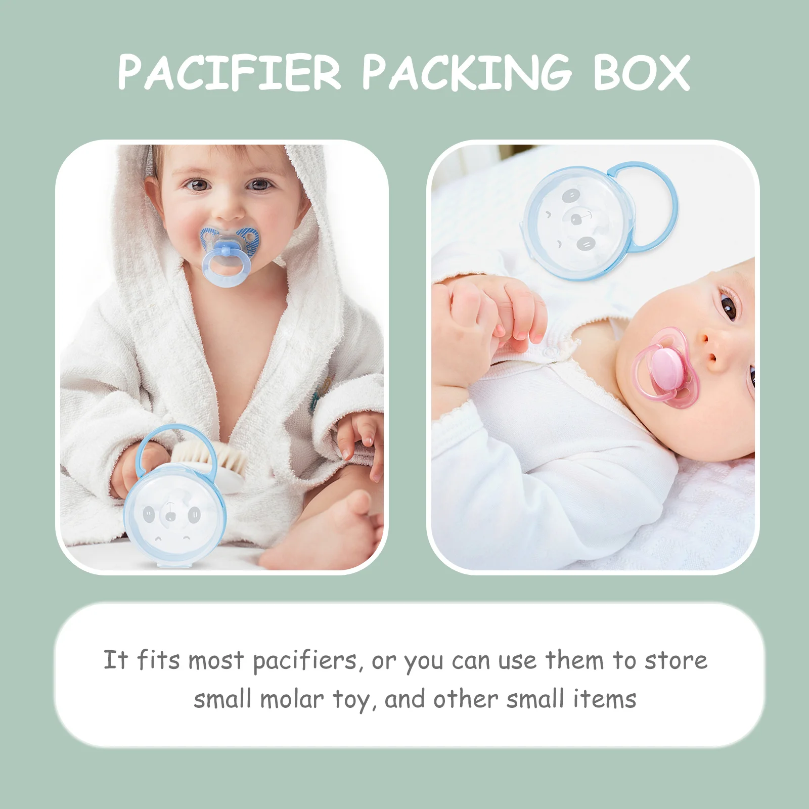 

2 Sets Cartoon Pacifier Box Baby Pacifier Storage Holder Portable Lightweight Anti-Lost Chain For Travel Stroller Diaper Bag