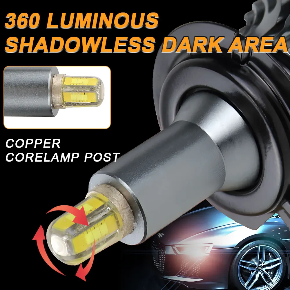 Canbus Led 360 Car Light Turbo H7 Bulb Hb3 9005 9006 HB4 Motorcycle headlights Mini LED 6500k 9012 H11 H1 Auto Fog Lamp 12V