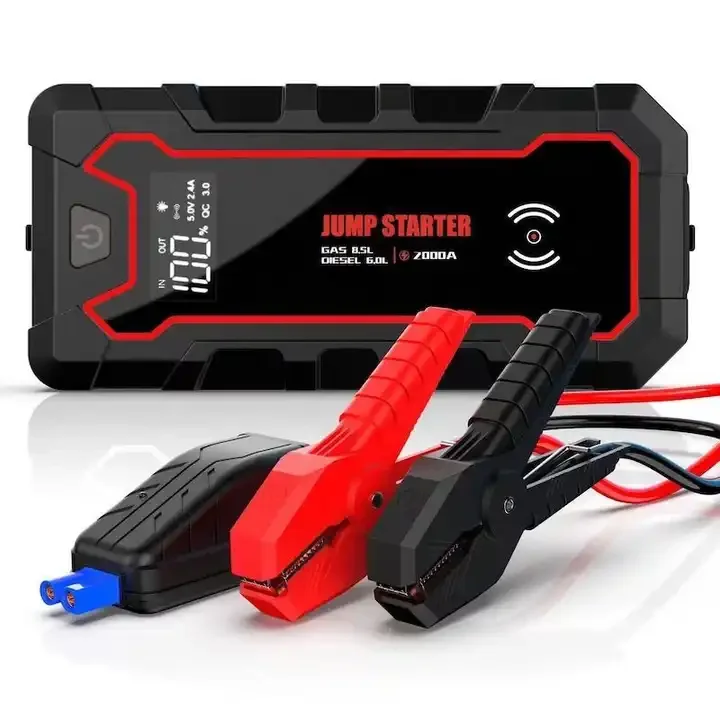 

Custom Peak 4000A Car Jump Starter 12v Boost Battery Jump Start Portable Car Jump Starter with Wireless Charging