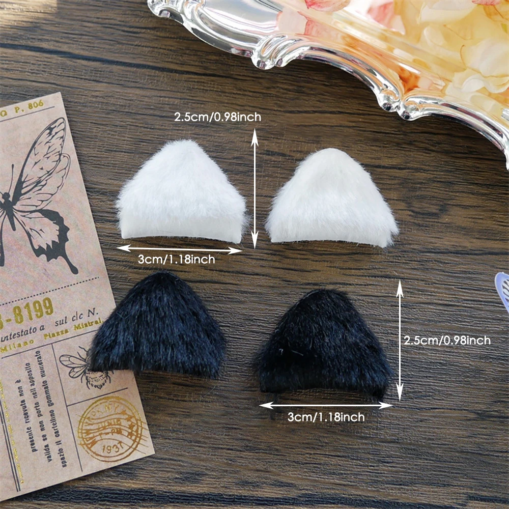 10Pcs Doll Ear Handmade Plush Imitation Animal Ears Black White Colors Doll COS DIY Kids Toys Clothes Accessories Headwear