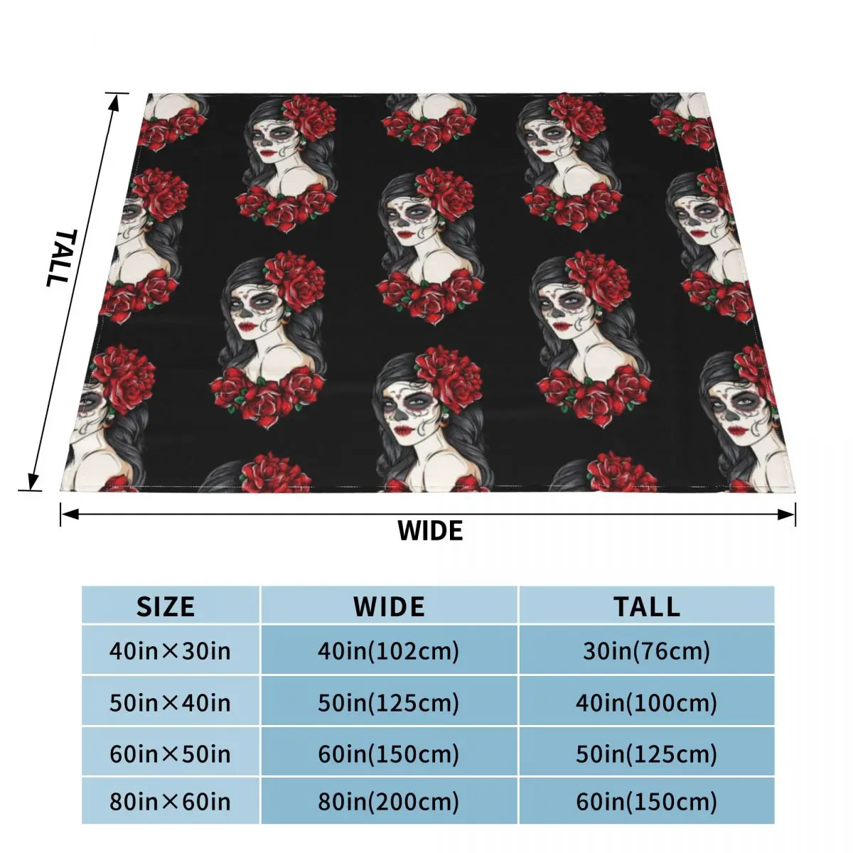 sugar skull doll Santa Muerte day of the dead Throw Blanket Soft cosplay anime Blankets Sofas Of Decoration Blankets