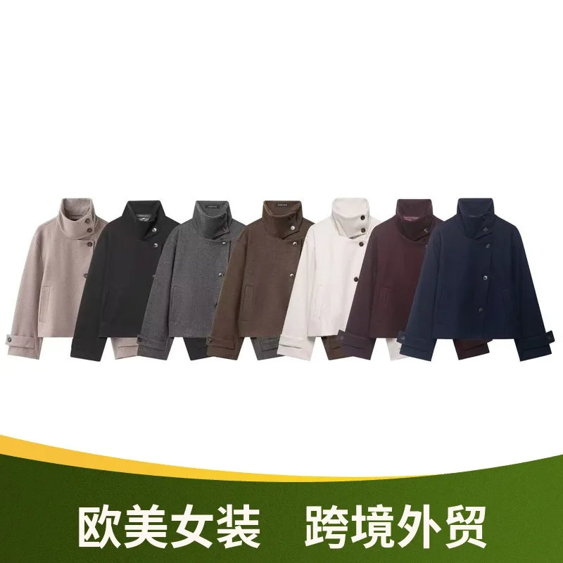 European and American Women's Clothing 2026 Autumn Ins Wind Stand-up Collar Cardigan Fashion Casual Short Trench Coat Women