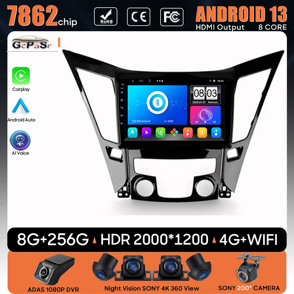 

Car Radio Android 13 For Hyundai Sonata 6 YF 2009 - 2014 Navigation GPS Android Stereo Multimedia Player Screen No 2din 5G Wifi