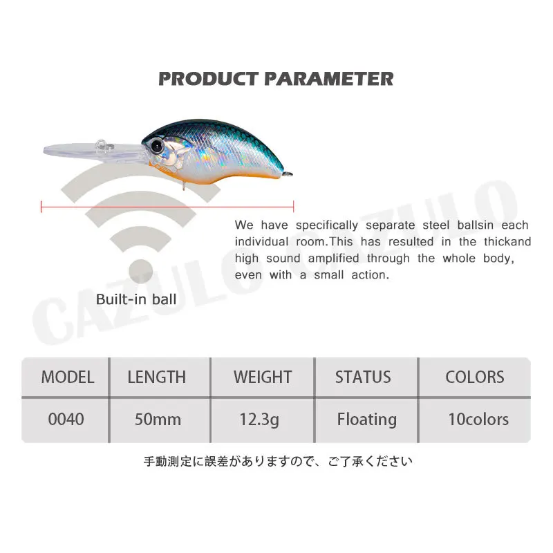 Floating Fishing Accessories Lures Crankbait Weights 12.3g 50mm 0.8-3m Isca Artificial Bait Wobblers Angeln For Blackfish Leurre