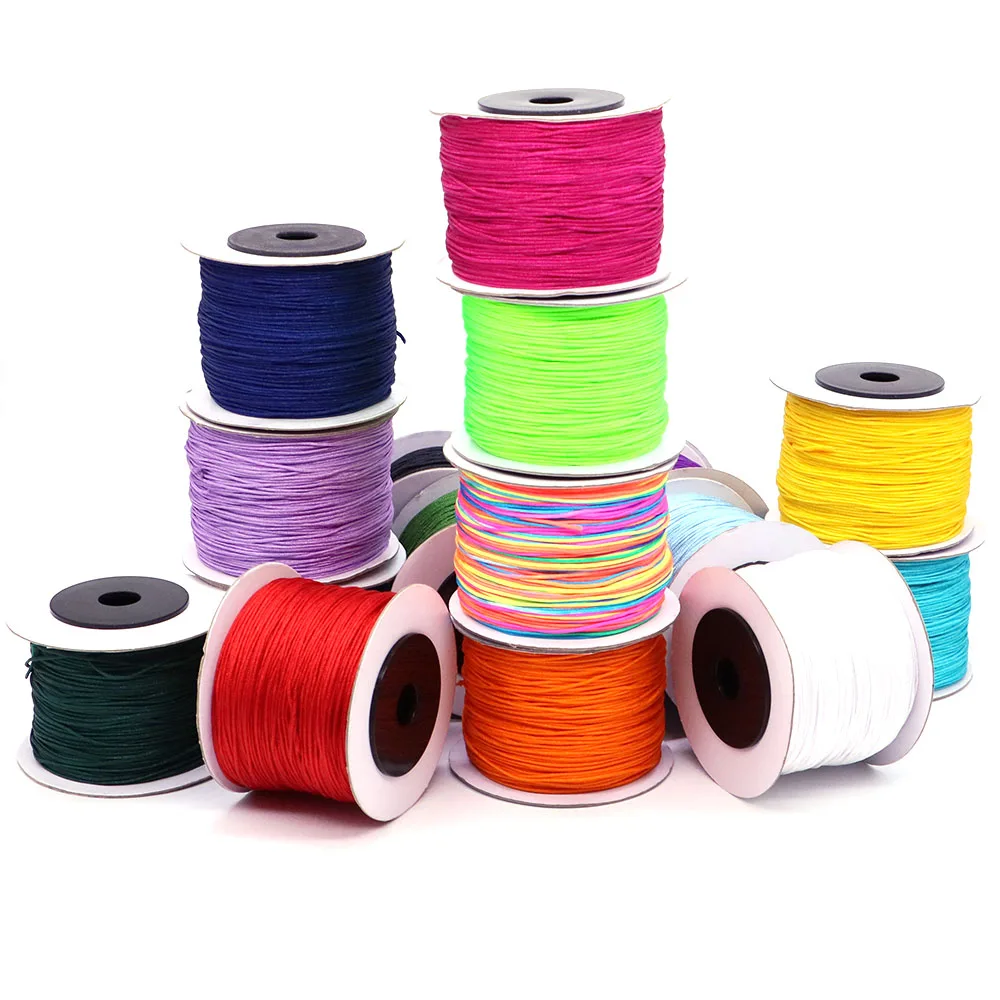 100 jardas/Rolo 0.8mm Cor Nylon Cord Fio Nó Chinês Macramé Cord Pulseira Trançada String DIY Jóias Borlas Beading Tópico