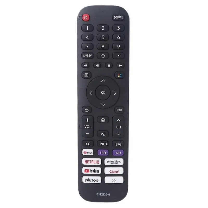 جهاز تحكم عن بعد بالأشعة تحت الحمراء العالمي EN2N30H لتلفزيون VU Hisense Smart 4K UHD مع Netflix، Prime Video، YouTube، أزرار التصفية